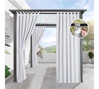 Tielag Outdoor Curtains Waterproof, Gazebo Curtains, Pergola Curtains, Blackout Privacy Outdoor Curtain for Garden Patio Porch Pool, White, 132×274cm, 1 Panel