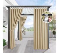 Tielag Outdoor Curtains Waterproof, Gazebo Curtains, Pergola Curtains, Blackout Privacy Outdoor Curtain for Garden Patio Porch Pool, Beige, 132×274cm, 1 Panel