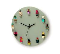 TIELO Mini Figure Holder Wall Clock Unique Lego Gift Idea (Grey)