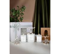 Tiem Concept 3-Piece Vanilla Scented White Wax Candle Gift Set for Women, 9.53 oz, Silver Deer Topper Designs