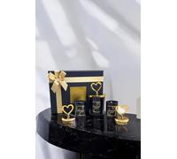 Tiem Concept Scented Candles Gift Set 3-Piece for Women, 3-Piece Vanilla Scented White Wax Candles, Total 9,53 oz, Scented Candles Gifts for Women, Black Gold Heart Detailed Design Candle