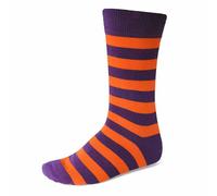 tiemart Men's Argyle Socks (1 Pair), Purple and Orange Striped, 8-12