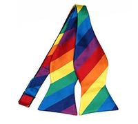 tiemart Striped Self-Tie Bow Tie, Rainbow, Adult