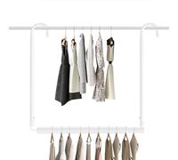 Tiemlet Extendable Wardrobe Rail - Adjustable Height Hanging Rail for Clothes, Telescopic Clothes Pole (40-72cm x 46.5-78cm), No Drill Closet Organiser (White)