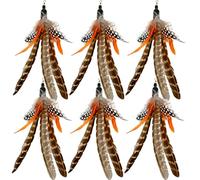 TIENAILING Cat Feather Toys Refills, 6 Pieces Handmade Da Bird Feathers Refill, Cat Wand Replacement Feather for Indoor Cats (B)