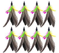 TIENAILING Cat Feather Toys Refills, 8 Pieces Handmade Natural Da Bird Feathers Refill, Cat Wand Replacement Feather for Indoor Cats (D)