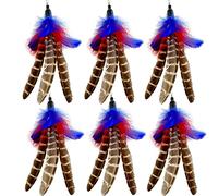 TIENAILING Cat Feather Toys Refills Cat Wand Replacement, 6 PCS Handmade Natural Da Bird Feathers Refill, Cat Toy Feather Replacement for Indoor Cats (A)
