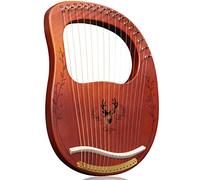 TienClef Lyre Harp 16 Metal String Ancient Greece Style Mango Shaped Deer Pattern Box Tpye Lyra Harp with Tuning Wrench and Instruction Guide for Adult kids and Beginner (Coffee) Full