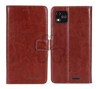 TienJueShi Brown Book Stand Retro Business Flip Leather Protector Phone Case For IMO Q2 Pro 4 inch Cover Etui Wallet