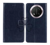 TienJueShi Dark Blue Book Stand Retro Flip Leather Protector Phone TPU Silicone Case Gel Cover Etui Wallet For Honor Magic7 Lite X9c 5G 6.78 inch