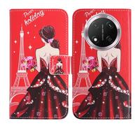 TienJueShi Dream Girl Fashion Stand TPU Silicone Book Stand Flip PU Leather Protector Phone Case Cover Etui Wallet For Honor Magic7 Lite X9c 5G 6.78 inch Red