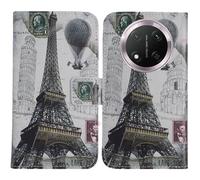 TienJueShi Eiffel Tower Fashion Stand TPU Silicone Book Stand Flip PU Leather Protector Phone Case Cover Etui Wallet For Honor Magic7 Lite X9c 5G 6.78 inch Black