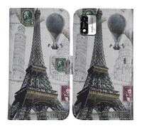 TienJueShi Eiffel Tower Fashion Style Book Stand Flip PU Leather Magnet Card slot Protector Phone Case Cover Etui Wallet For Konrow STAR55 PLUS 5.5inch Gray