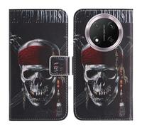 TienJueShi Skull Fashion Stand TPU Silicone Book Stand Flip PU Leather Protector Phone Case Cover Etui Wallet For Honor Magic7 Lite X9c 5G 6.78 inch Brown