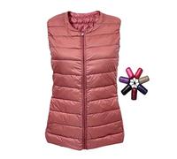 TienNew Womens Down Gilet(Large Size S-6XL) - Lightweight Bodywarmers Sleeveless Collarless Padded Quilted Zip Packable Vest Jacket (5XL,Red 03)