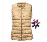 TienNew Womens Down Gilet(Large Size S-6XL) - Lightweight Bodywarmers Sleeveless Collarless Padded Quilted Zip Packable Vest Jacket (3XL,Yellow)