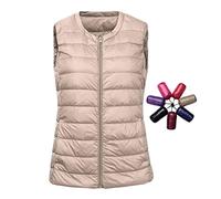 TienNew Womens Down Gilet(Large Size S-6XL) - Lightweight Bodywarmers Sleeveless Collarless Padded Quilted Zip Packable Vest Jacket (6XL,Khaki)