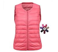 TienNew Womens Down Gilet(Large Size S-6XL) - Lightweight Bodywarmers Sleeveless Collarless Padded Quilted Zip Packable Vest Jacket (M,Red 02)