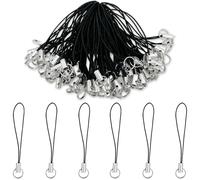 Tienyuu 120PCS Cell Phone Split Ring Straps - Detachable Lanyard Charm Cords for DIY Phone Decorations, USB Drives, Keychains - Black (2.4” Length)