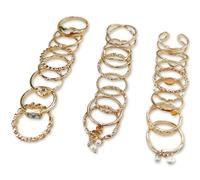 Tienyuu 24 Pcs Gold Knuckle Rings Set for Women - Vintage Stackable Midi Rings with CZ Crystals, Twist, Hollow, and Dainty Designs - Adjustable Size Finger Rings Jewelry Gift, Gemstone, No Gemstone