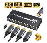 TIEOAXFT 4 IN 1 8K compatible 2. Switcher Selector 5 in out 4K 120Hz HD Switch compatible Splitter for laptop PC TV(5X1)