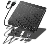 TIEOAXFT 5-in-1 USB 3.0 Type C External CD DVD RW Optical Drive DVD Burner Reader Player Drive For Laptop PC Desktop