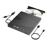 TIEOAXFT 7-in-1 External CD/DVD Drive USB 3.0 & Type-C DVD Player Portable CD DVD RW Burner Compatible with Windows XP/7/8/10 Linux MacOS