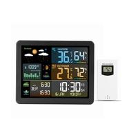 TIEOAXFT Color Weather Station Wall Dual Alarm Clock Digital Temperature Humidity Mointor Barometer Moon Phase Tide Indicator Sensor -40C