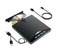 TIEOAXFT External CD/DVD Drive USB 3.0 Portable DVD Burner with SD/TF Card Reader & 4-Port USB Hub, Compatible with Windows, MacOS, Linux