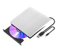 TIEOAXFT External DVD Drive USB 3.0 USB C CD Burner CD/DVD +/-RW Optical Drives Slim Portable DVD CD ROM Reader and Writer for PC Laptop