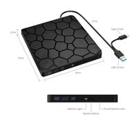 TIEOAXFT External DVD RW Drive 2 in 1 Interface USB 3.0 Type-C Slim DVD CD Writer Burner Reader Player Optical For Laptops Desktop PCs