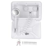 TIEOAXFT Outdoor Shower Box Kit 1.5m Retractable Hose Exterior Faucet Universal for RV Camper Van Motorhome Boat