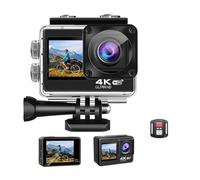 TIEOAXFT S60 Action Camera with Image Stabilization, 4K Ultra HD 2 Inch Screen, Waterproof to 30m(With 128g Sd Card)