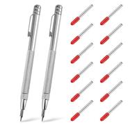 TIEOME 2 PCS Tungsten Carbide Scriber with Magnet with 12 Replacement Marking Tip, Aluminium Etching Engraving Pen Machinist Carbide Scribe Tool Etching Pen With Clip for Glass/Ceramics/Metal Sheet