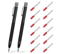 TIEOME 2 PCS Tungsten Carbide Scriber with Magnet with 12 Replacement Marking Tip, Aluminium Etching Engraving Pen Machinist Carbide Scribe Tool Etching Pen With Clip for Glass/Ceramics/Metal Sheet