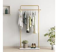 TIEOU Gold Clothes Rack With Shelf, Clothing Racks for Boutiques, Free-Standing Garment Rack for Hanging Clothes, Small Metal Coat Rack Heavy Duty, Industrial Clothing Rack