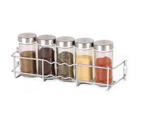 Buckingham Spice Rack 1 Tier Chrome Wall Mounted Back of Cupboard Door Organiser Premium Quality Heavy Gauge Storage for 5 Spice Jars 28 cm
