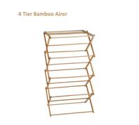 Tier Classic Bamboo Wooden Clothes Airer Traditional Folding Drying Rack 4 Tire Cloth Airer