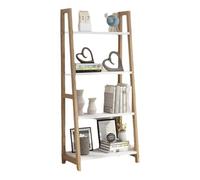 Tier Ladder Bookshelf Leaning Bookcase Freestanding Storage Shelf for Living Room Bedroom Kitchen Plant Stand - Natural Wood 60x30x110cm Stylish