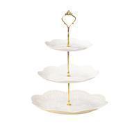 Tier Plastic Cupcake Stand, Dessert Cupcake Stand with Tiered Serving Trays and Polished Metal Rods, Square Shape Cake Display Tower with Wave Line