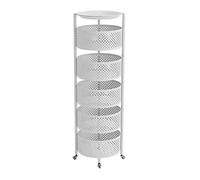 -Tier Rolling Kitchen Cart with Metal Wheels Round Design Fruit & Vegetable Storage Rack White Desserte Cuisine for Easy nization and Mobility