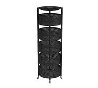 -Tier Rolling Kitchen Cart with Metal Wheels Round Design Fruit & Vegetable Storage Rack White Desserte Cuisine for Easy nization and Mobility