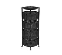 -Tier Rolling Kitchen Cart with Metal Wheels Round Design Fruit & Vegetable Storage Rack White Desserte Cuisine for Easy nization and Mobility