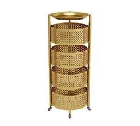 -Tier Rolling Kitchen Cart with Metal Wheels Round Design Fruit & Vegetable Storage Rack White Desserte Cuisine for Easy nization and Mobility