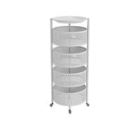 -Tier Rolling Kitchen Cart with Metal Wheels Round Design Fruit & Vegetable Storage Rack White Desserte Cuisine for Easy nization and Mobility