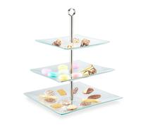 Tier serving stand Glass Dessert Server Round Handle Stainless Steel Elegant