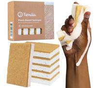 Tieralia Natural Dish Sponge Set - 6-Pack Eco-Friendly & Compostable Scrubbers | Cellulose & Sisal | Non-Toxic, Odor-Free, Reusable Kitchen Sponges for Dishes, Sink, Pots & Pans
