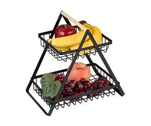 Tiered Fruit Basket Wire Bowl Vegetable Bread Holder Kitchen Metal Black Metal