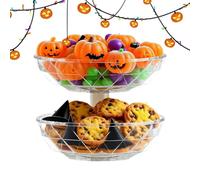 Tiered Fruit Bowl | Removable 2 Tier Pumpkin Bowl with Lid - Home Candy Servers for Countertop Pantry Refrigerator Breakroom Offices Dorm Desktop