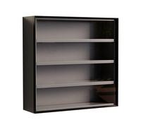 Tiered Glass Door Display Cabinet for Collectibles 3-7 Tiers Wall Shelf Showcase Home Office & Playroom Storage Black Storage Shelf for Figures and Memorabilia